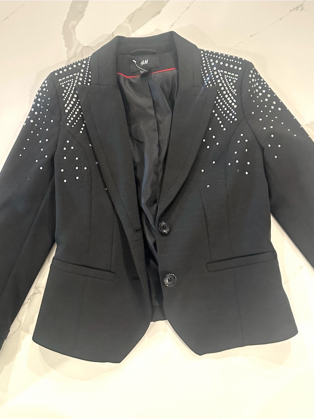 H&M Black Studded Tailored Blazer